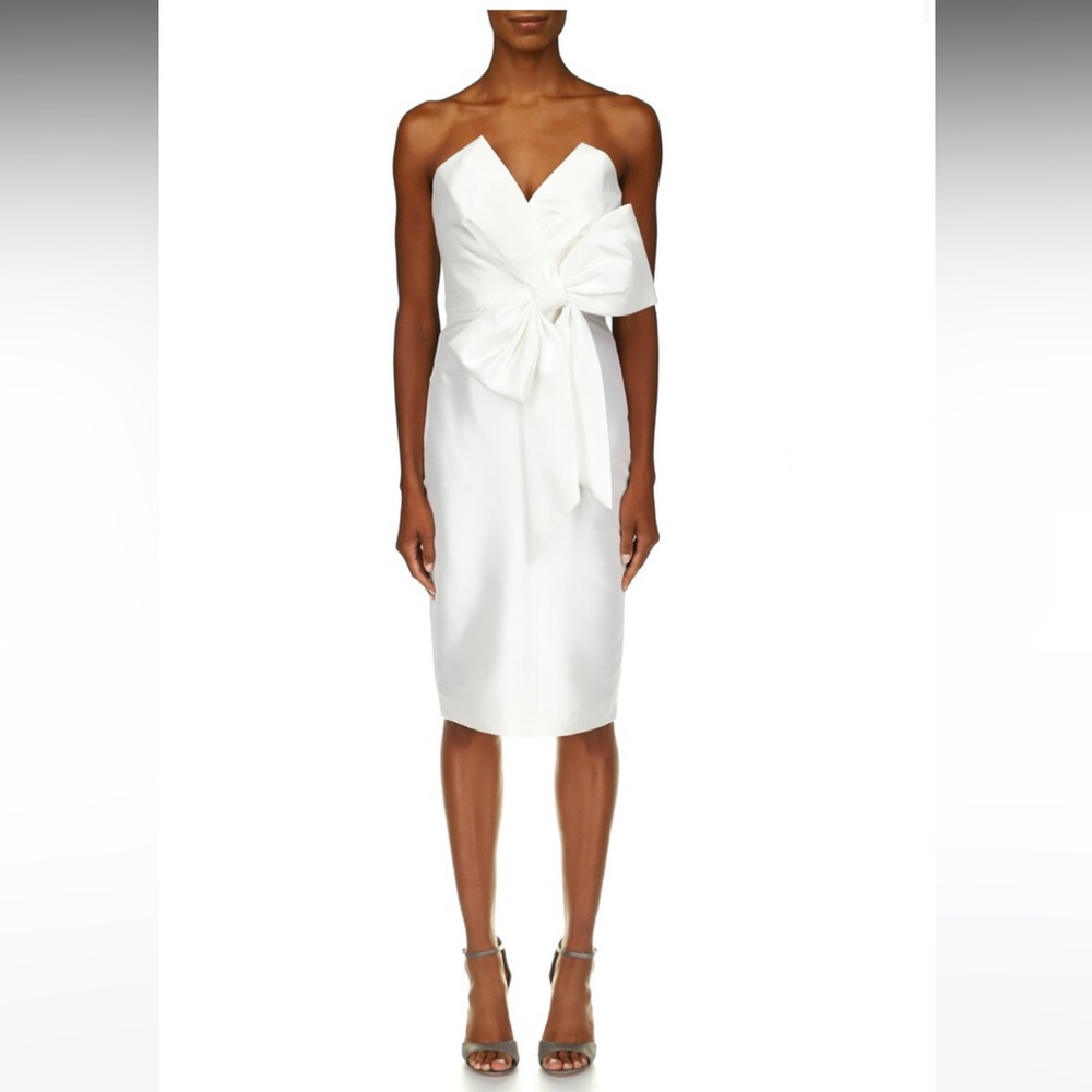Badgley Mischka Strapless Bow Cocktail Dress